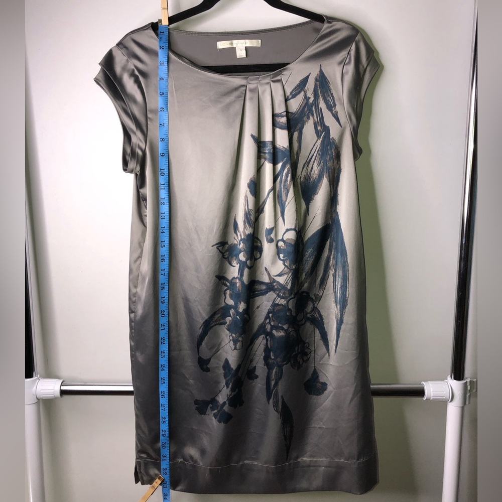 LC Lauren Conrad Silver Satin Floral Shift Small Dress - Picture 5 of 11
